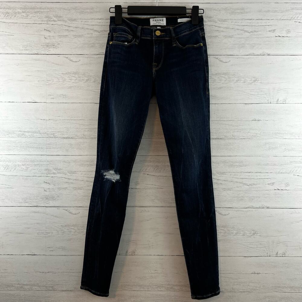 Frame Le Skinny De Jeanne Ripped Knee Skinny Jeans Size 25